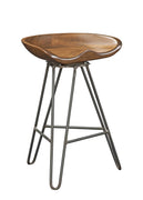 24" Saddle Seat Natural Maple And Gunmetal Bar Stool