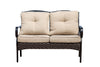 48" X 29" X 35" Black Steel Sofa with Beige Cushions