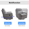 35.43" X 39.37" X 39.8" Light Grey Fabric Glider &amp; Swivel Power Recliner with USB port