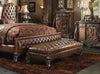 65" Brown Upholstered Faux Leather Bedroom Bench