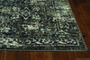 7' Black Beige Abstract Vintage Distressed Machine Woven Runner Rug