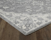 7' Grey Machine Woven Bohemian Indoor Runner Rug