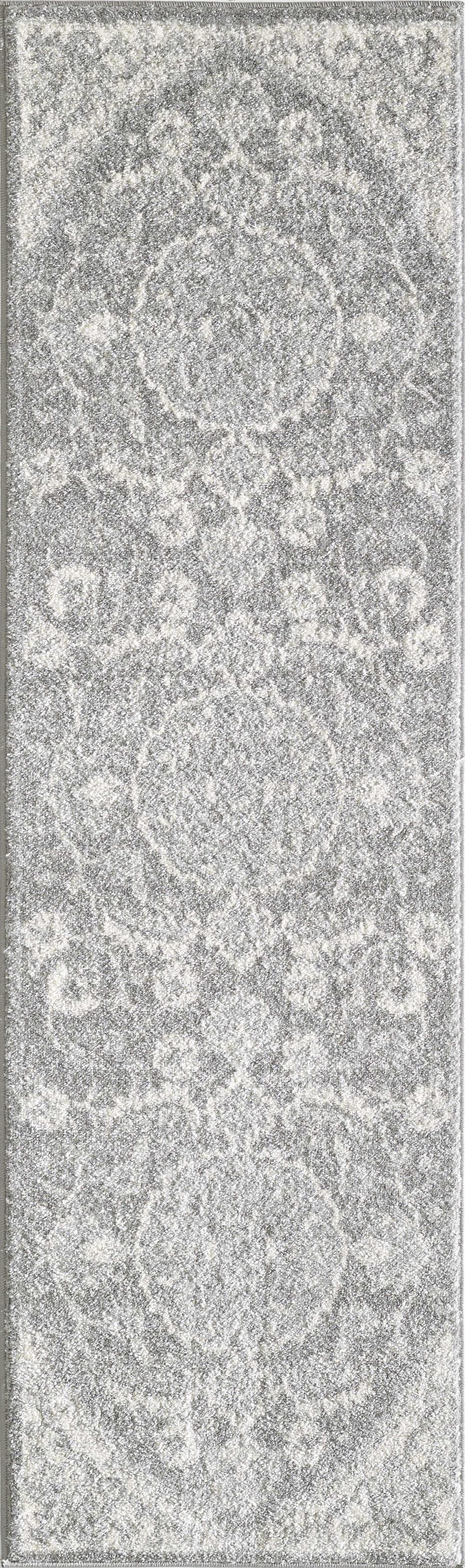 7'x12' Grey Machine Woven Medallion Indoor Area Rug