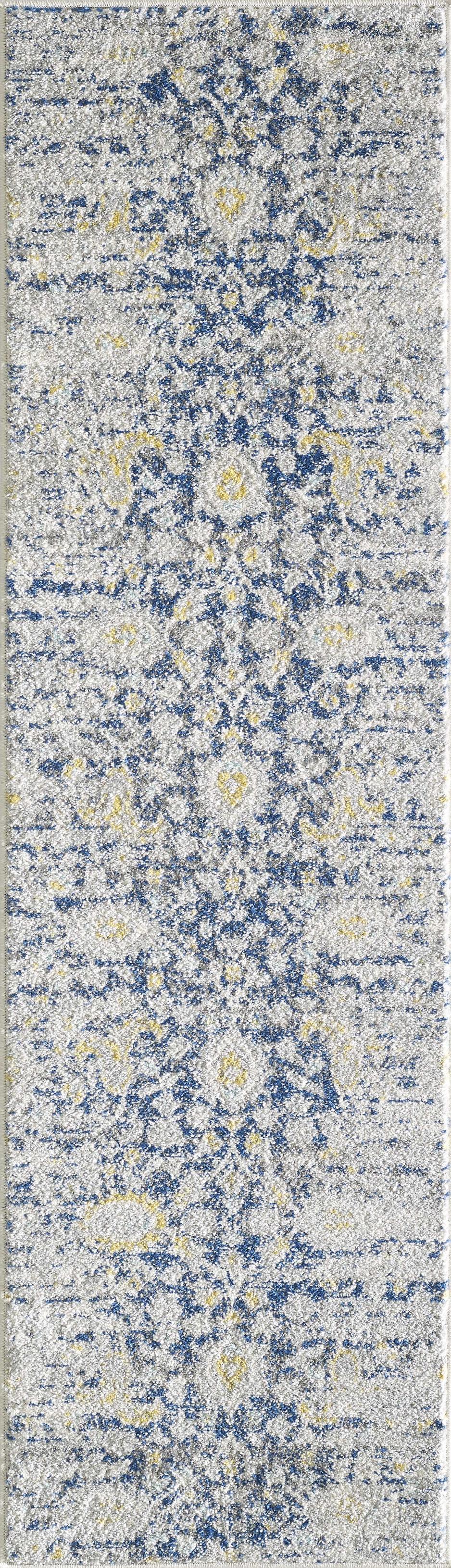 7'x12' Blue Grey Machine Woven Traditional Floral Indoor Area Rug