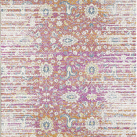 5'x7' Sunset Orange Machine Woven Distressed Bohemian Floral Design Indoor Area Rug