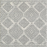 5'x7' Ivory Grey Machine Woven Distressed Bohemian Geometric Design Indoor Area Rug