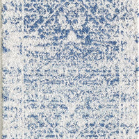 7' Ivory Blue Machine Woven Distressed Bohemian Style Indoor Runner Rug