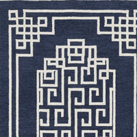 5'x7' Navy Blue Ivory Hand Tufted Greek Key Bordered Indoor Area Rug