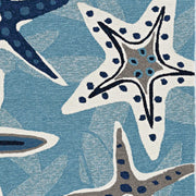 5'x8' Blue Hand Woven UV Treated Coastal Starfish Indoor Outdoor Area Rug