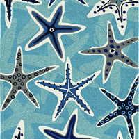 5'x8' Blue Hand Woven UV Treated Coastal Starfish Indoor Outdoor Area Rug