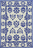 3'x5' Sand Blue Hand Hooked UV Treated Traditional Floral Design Indoor Outdoor Rug