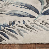 8' Grey Blue Hand Tufted Wool Tropical Indoor Runner Rug