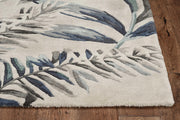 8' Grey Blue Hand Tufted Wool Tropical Indoor Runner Rug