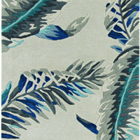 8' Grey Blue Hand Tufted Wool Tropical Indoor Runner Rug