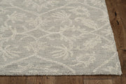 8' Grey Hand Tufted Space Dyed Wool Traditional Floral Design Indoor Runner Rug