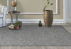 8' Grey Hand Tufted Space Dyed Wool Traditional Floral Design Indoor Runner Rug