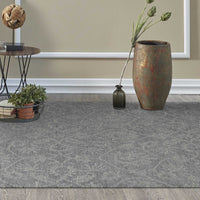 8' Grey Hand Tufted Space Dyed Wool Traditional Floral Design Indoor Runner Rug