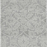 8' Grey Hand Tufted Space Dyed Wool Traditional Floral Design Indoor Runner Rug