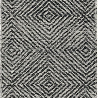 2' x 8' Grey or Black Geometric Diamond Wool Runner Rug