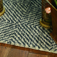 2' x 8' Grey or Black Geometric Diamond Wool Runner Rug