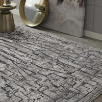 5'x8' Grey Machine Woven Contemporary Abstract Indoor Area Rug