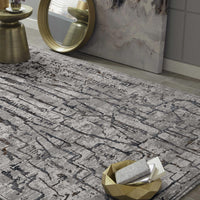 79" X 114" Grey Polyester Rug