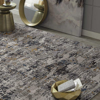 63" X 91" Grey Polyester Rug