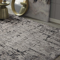 5'x8' Ivory Grey Machine Woven Abstract Indoor Area Rug