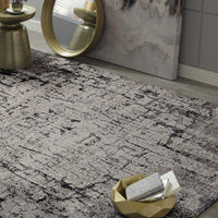 5'x8' Ivory Grey Machine Woven Abstract Indoor Area Rug