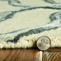 8' Silver Vermicular Hand Tufted Wool With Viscose Highlights Indoor Runner Rug