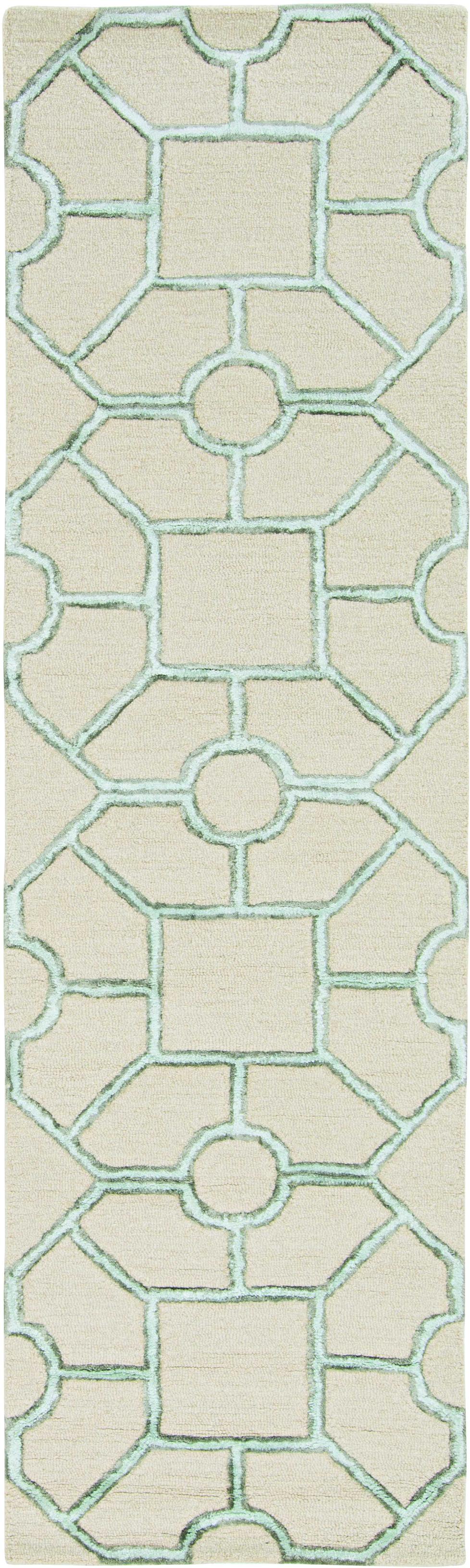 96" X 120" Beige Wool or Viscose Rug