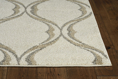 2' x 3' Sand Wavy Line Pattern Accent Rug