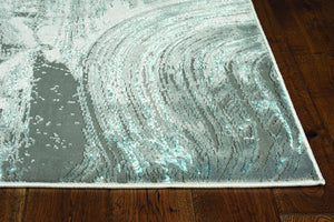 3' x 5' Silver or Blue Abstract Brushstrokes Area Rug