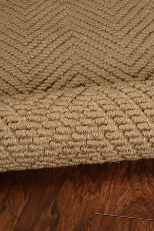 7'x10' Natural Beige Hand Woven Herringbone Jute Indoor Area Rug