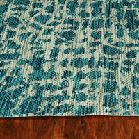 3'x4' Teal Machine Woven UV Treated Animal Print Indoor Outdoor Accent Rug