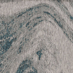 8'x11' Grey Teal Machine Woven UV Treated Marble Indoor Outdoor Area Rug