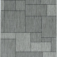 3'x4' Grey Machine Woven UV Treated Geometric Indoor Outdoor Accent Rug