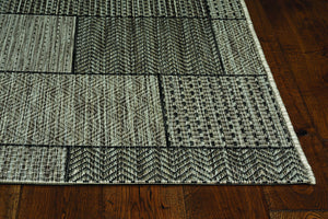 3'x4' Grey Machine Woven UV Treated Geometric Indoor Outdoor Accent Rug