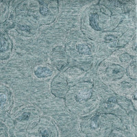 3'x5' Seafoam Blue Floral Hand Tufted Wool With Viscose Highlights Indoor Area Rug