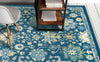 2'x7' Teal All Over Floral Runner Rug