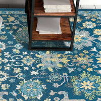 5'x8' Teal Machine Woven Polypropylene Area Rug