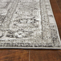 9'x13' Grey Machine Woven Traditional Medallion Indoor Area Rug