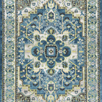 7'x11' Teal Machine Woven Traditional Medallion Indoor Area Rug