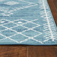 7' Ocean Blue Boho Geo Runner Rug