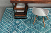 7' Ocean Blue Boho Geo Runner Rug