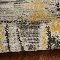 9'x13' Grey Beige Machine Woven Abstract Indoor Area Rug