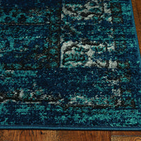 9'x13' Teal Blue Machine Woven Medallion Indoor Area Rug