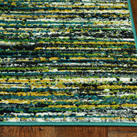 8'x11' Grey Teal Machine Woven Abstract Industrial Style Indoor Area Rug