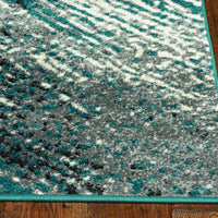 8'x11' Grey Blue Machine Woven Brushstroke Industrial Style Indoor Area Rug