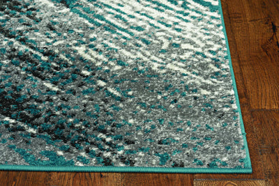 8'x11' Grey Blue Machine Woven Brushstroke Industrial Style Indoor Area Rug